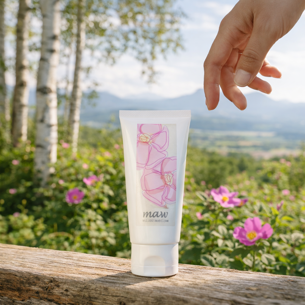 手にひらく 北の花時間　Mawワイルドローズハンドクリーム